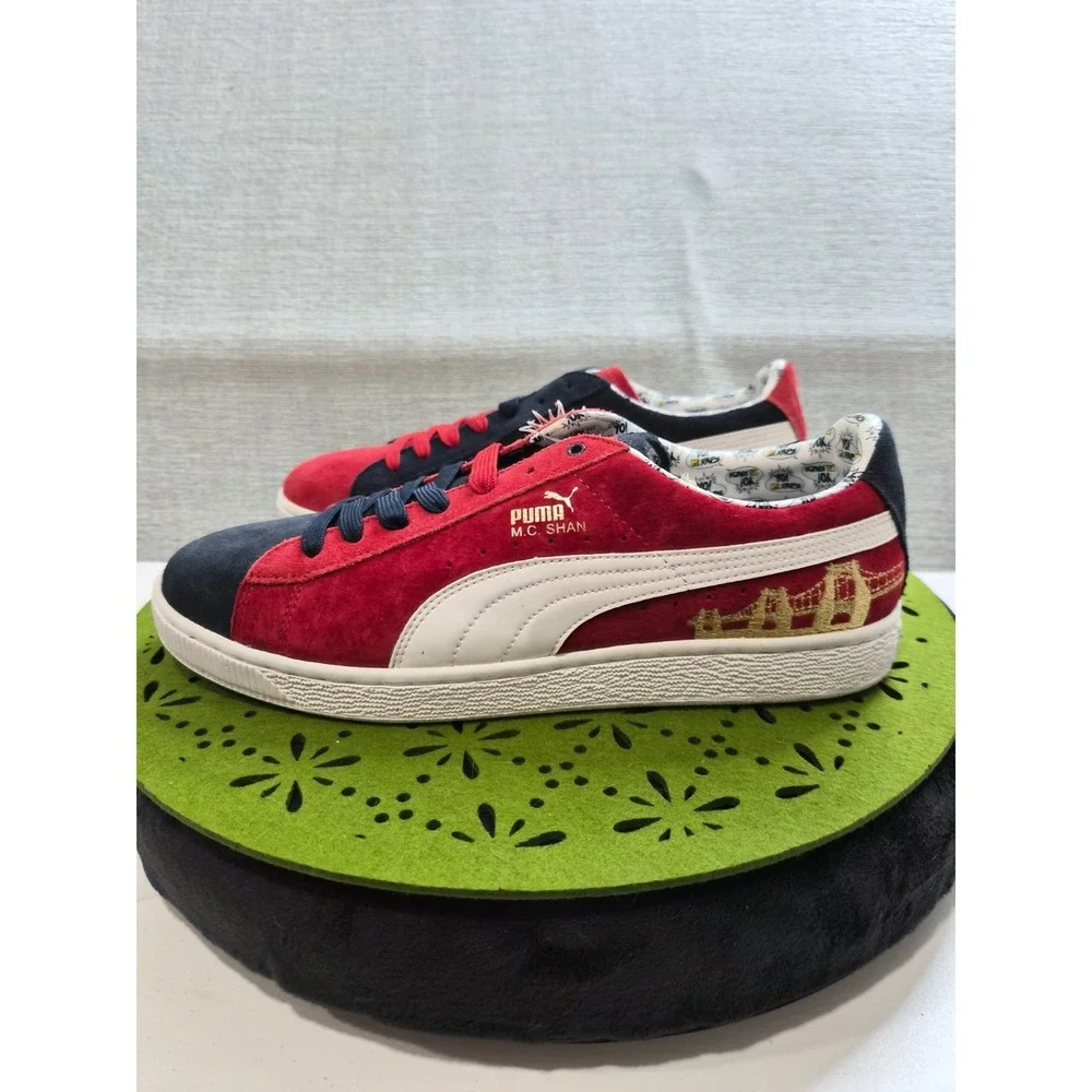 Puma MC Shan 345962-01 Mens US 10.5 Athletic Shoes Ribbon Red Navy Sneakers